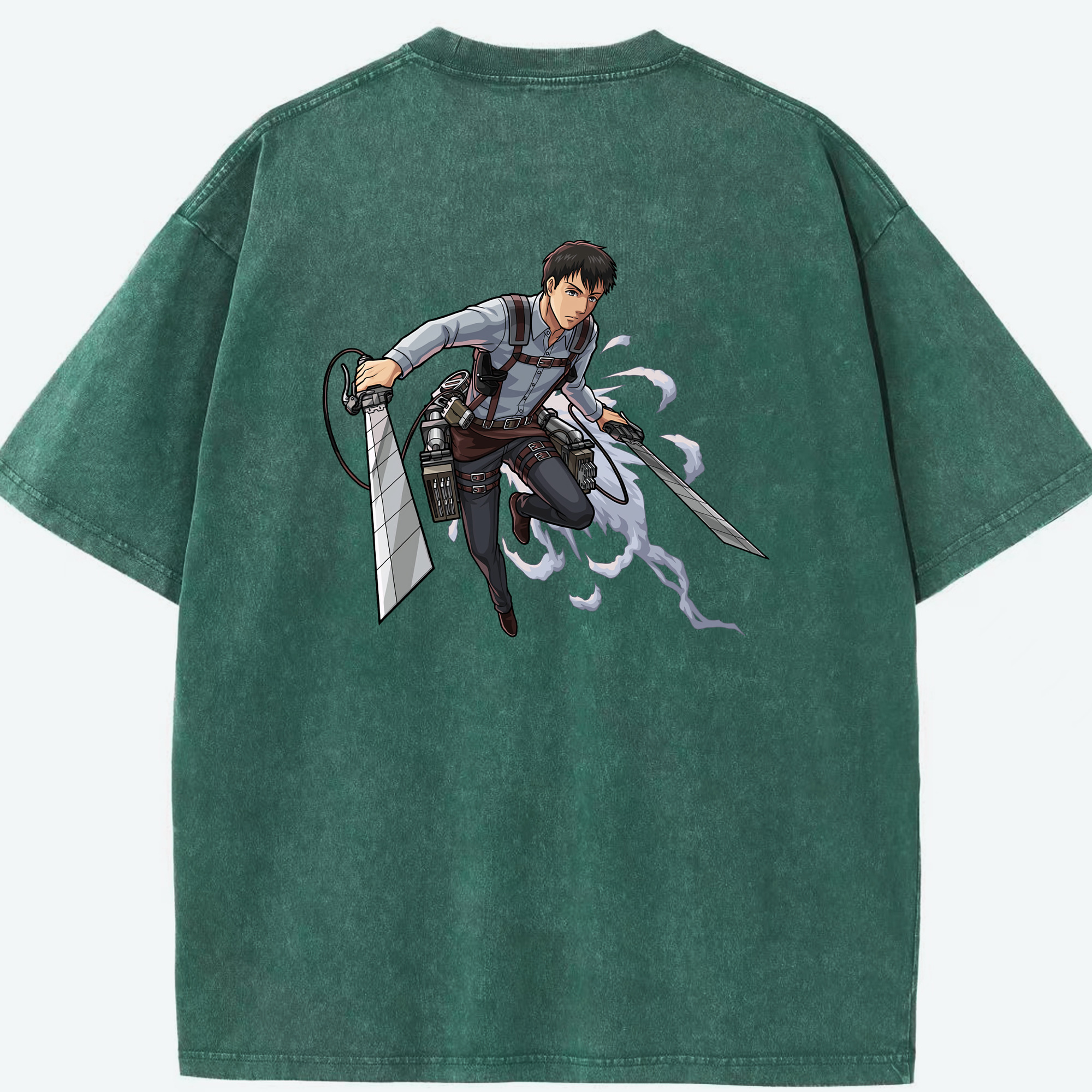 （画像用） 進撃の巨人 ベルトルト・フーバー Attack on Titan Bertholdt Hoover 綿100% ヴィンテージ風 半袖Tシャツ（背面プリント）